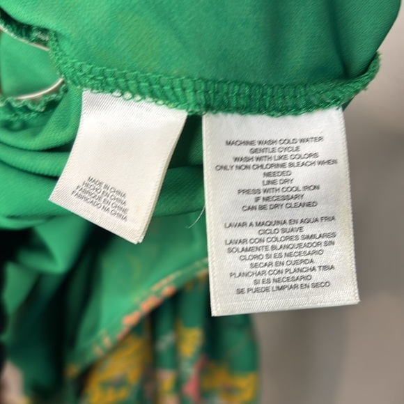 Rachel Rachel Roy Floral Printed Faux Wrap Midi Kelly Green Combo Dress M - Picture 11 of 13